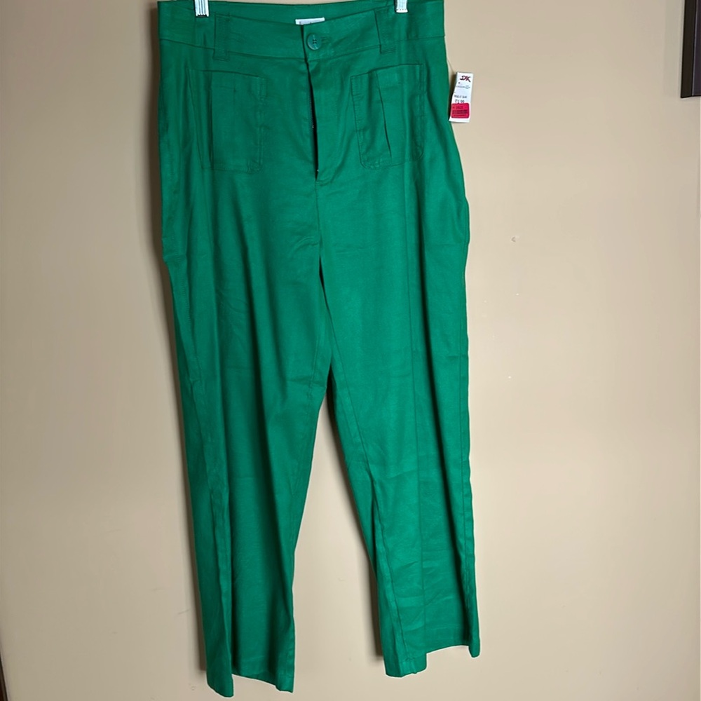 Nicole Miller Size 12 green linen pants